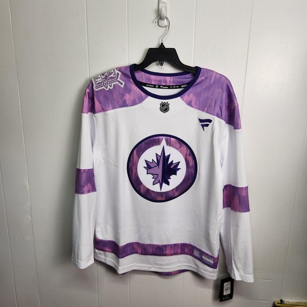 Winnipeg Jets Hockey Fight Cancer 2024 Jersey Mens Medium NHL‎ MSRP $129.99